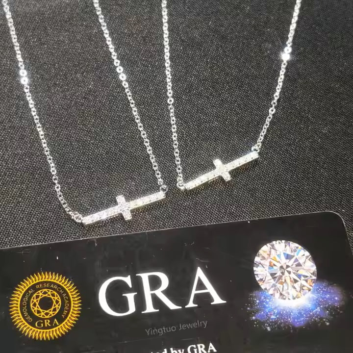 925 Sterling Silver Cross Moissanite Necklace