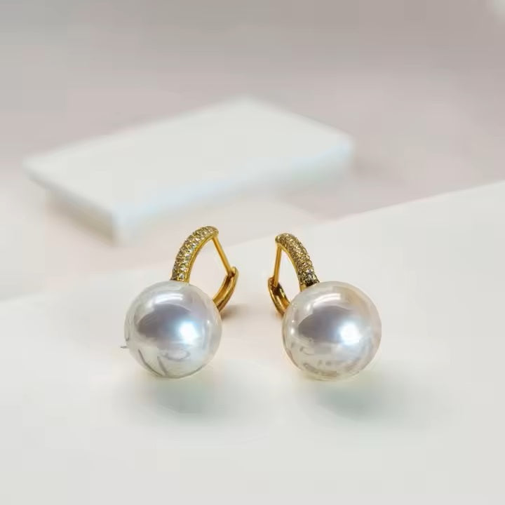 Groothandelsprijs Sterling Zilveren 925 Parel Kristallen Parel Oorbellen Met Zirkonia Steen