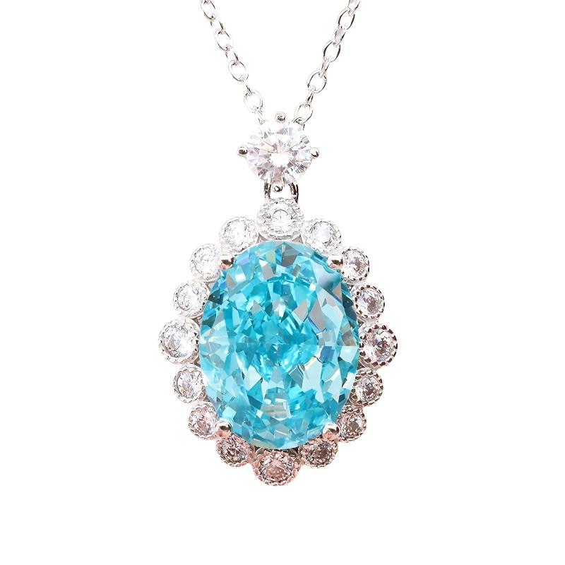 Crushed Ice CZ 925 Sterling Silver Fashion Jewelry Pendant Necklace