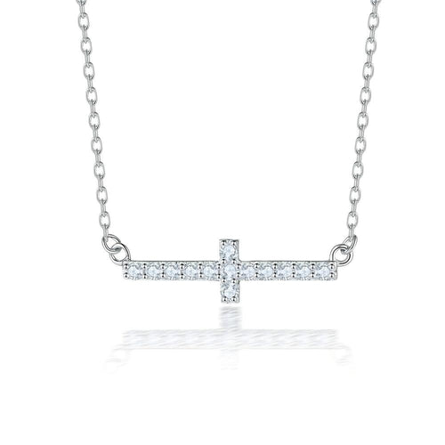 925 Sterling Silver Cross Moissanite Necklace