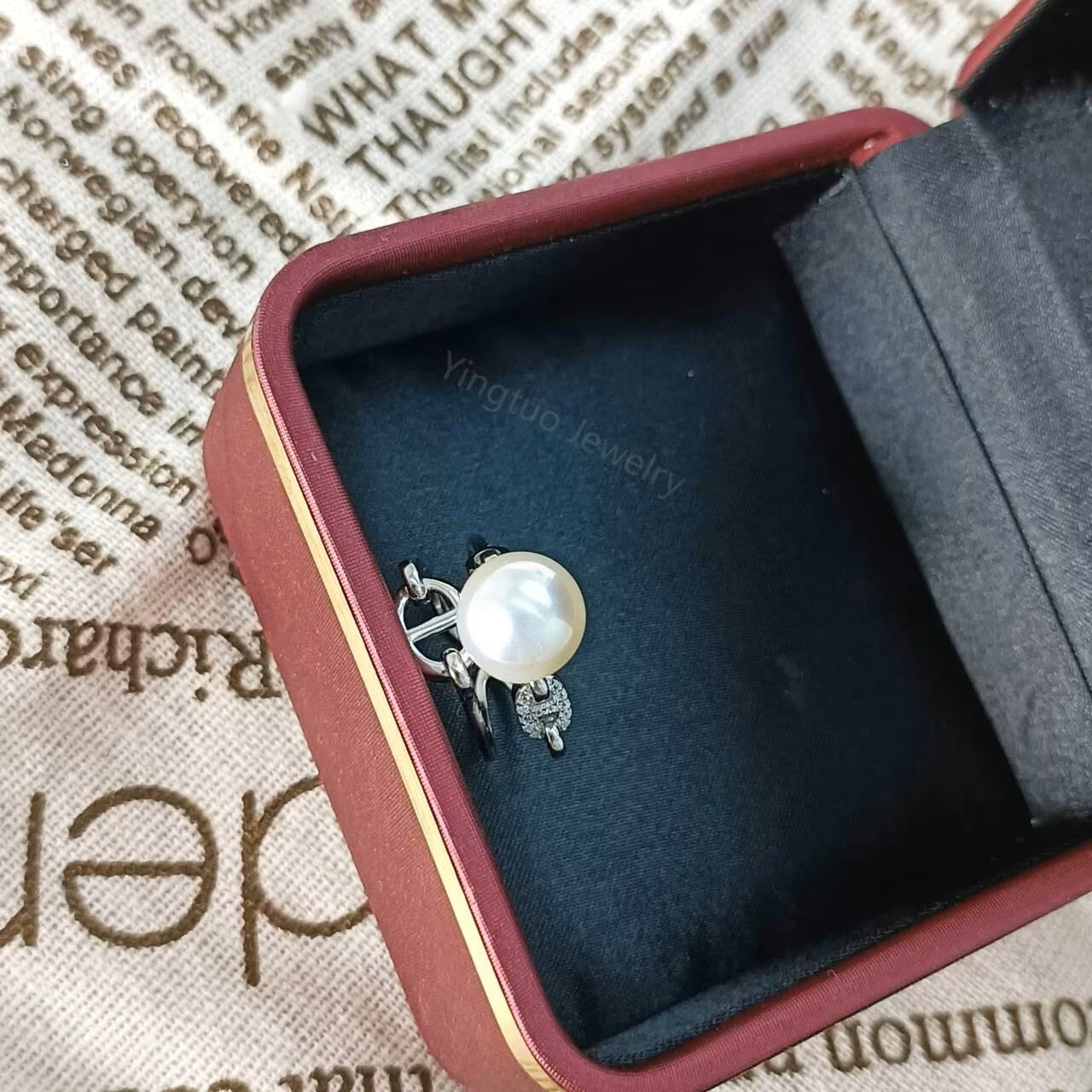 10Mm Imitatie Parel Open Verlovingsring Verstelbare Sterling Zilveren Parel Kralen Vinger Ring Voor Vrouwen
