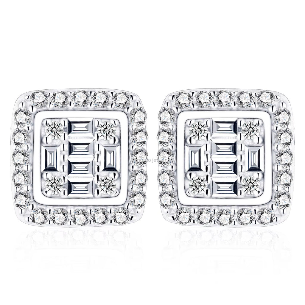 HipHop 14k 18k Gold & 925 Sterling Silver Earrings with Loose Moissanite GRA Diamond for Women for Parties