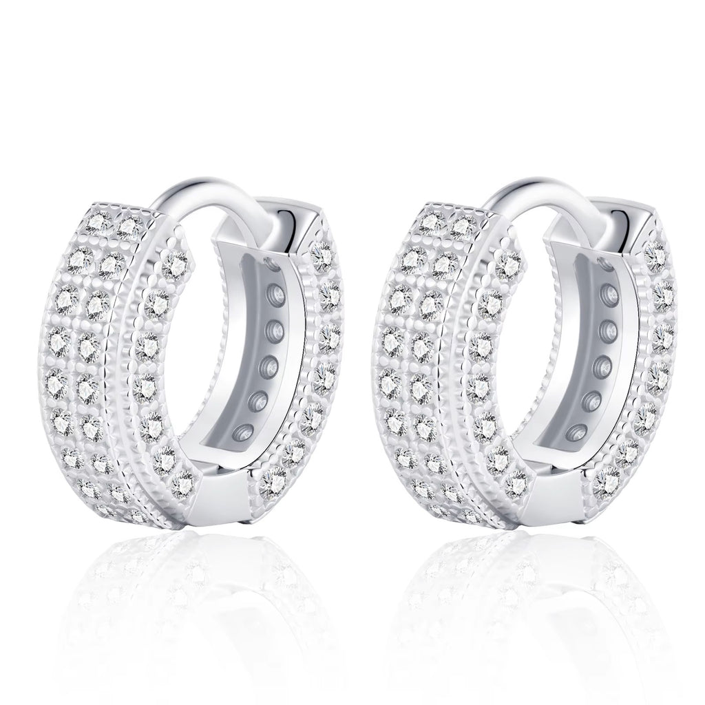 HipHop 14k 18k Gold & 925 Sterling Silver Earrings with Loose Moissanite GRA Diamond for Women for Parties