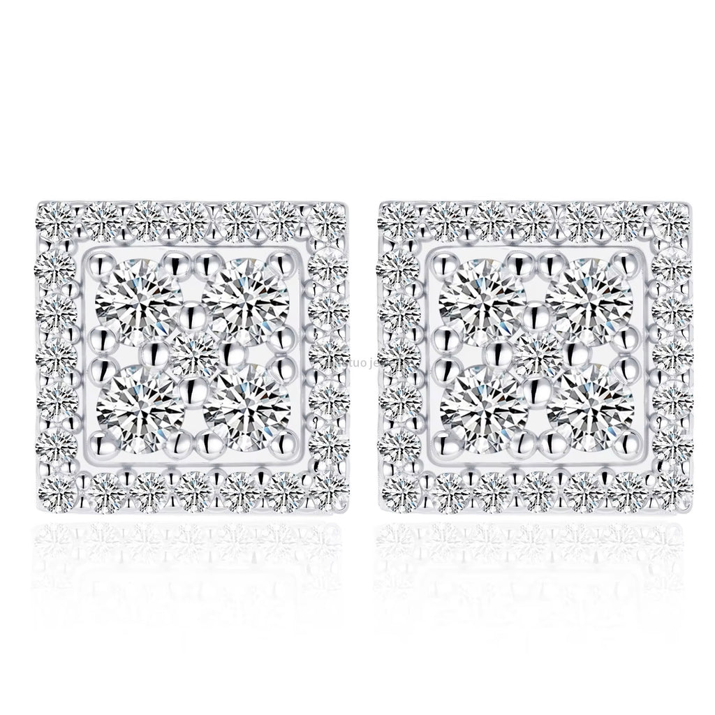 HipHop 14k 18k Gold & 925 Sterling Silver Earrings with Loose Moissanite GRA Diamond for Women for Parties