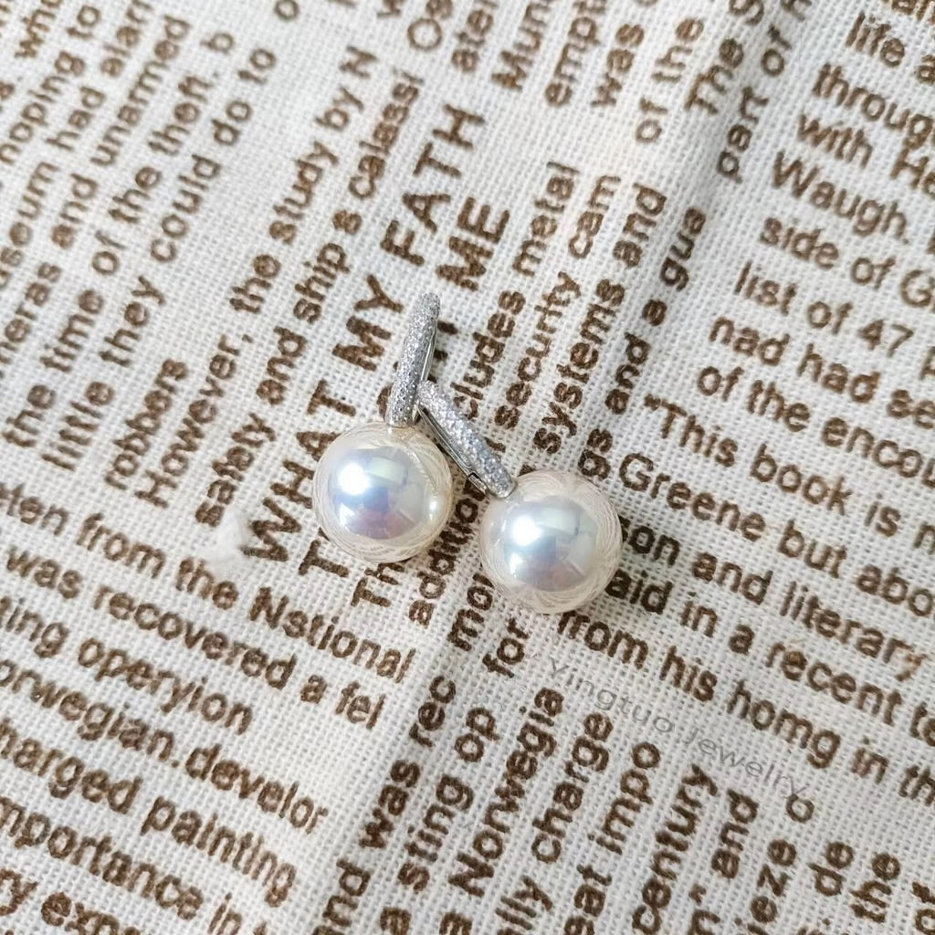Groothandelsprijs Sterling Zilveren 925 Parel Kristallen Parel Oorbellen Met Zirkonia Steen