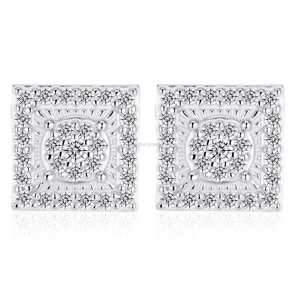 HipHop 14k 18k Gold & 925 Sterling Silver Earrings with Loose Moissanite GRA Diamond for Women for Parties