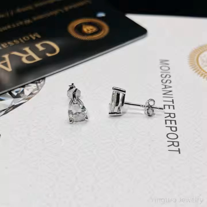 Hot Top Selling Pass Diamond Tester Fine Jewelry 925 Silver Pear 5x7mm Earrings VVS Moissanite Stud Earrings