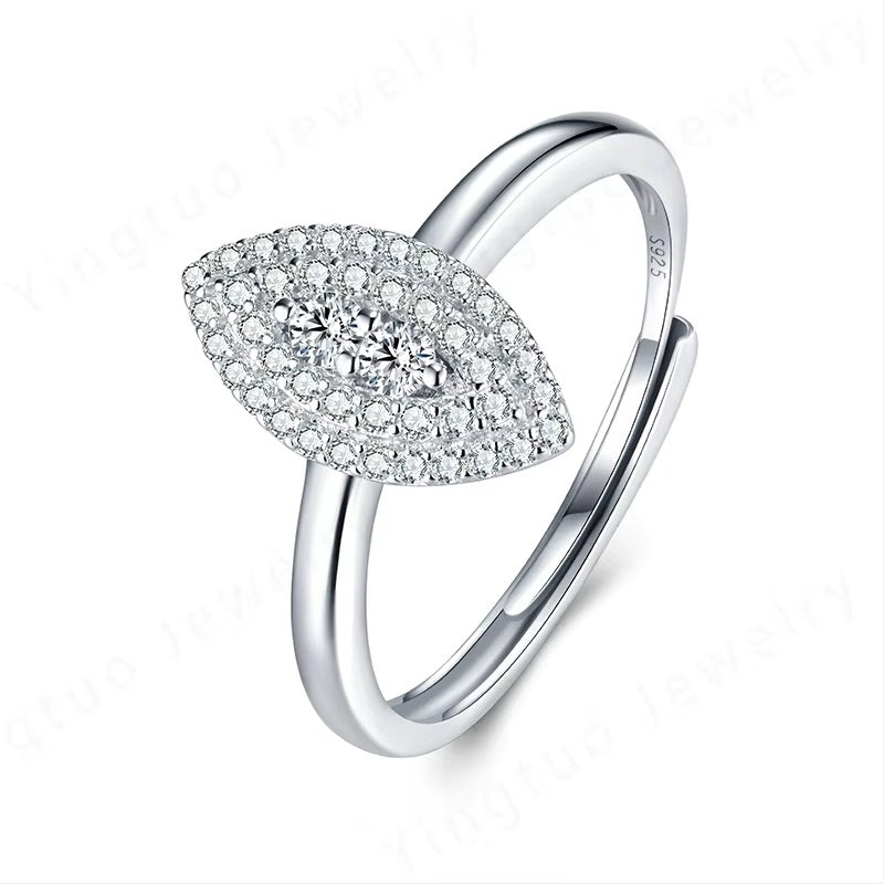Trendy S925 18k White Gold Plated Jewelry Rings High Grade Colorless VVS Moissanite Diamond Wedding Rings