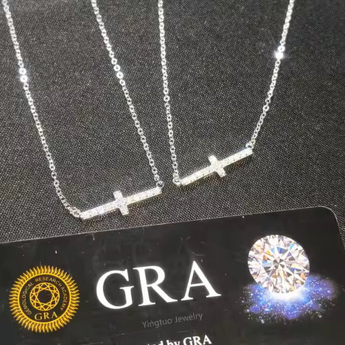 925 Sterling Silver Cross Moissanite Necklace
