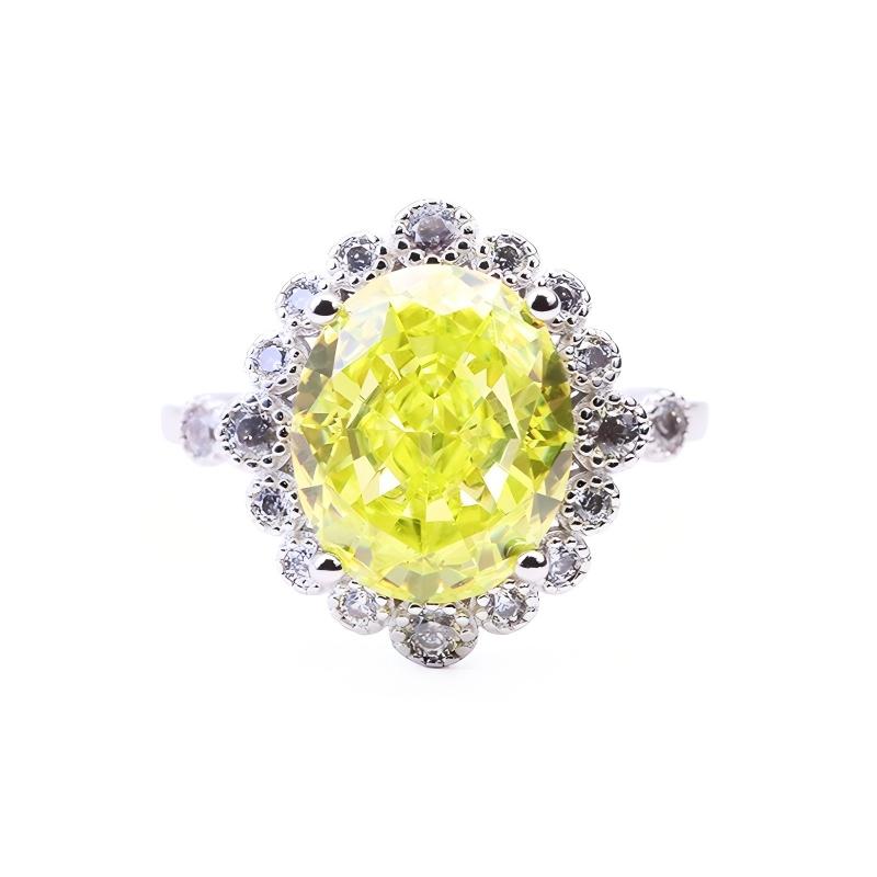 Luxury Ice Crushed Oval Cubic Zirconia 18k Gold Plated S925 CZ Silver Rings for Wedding